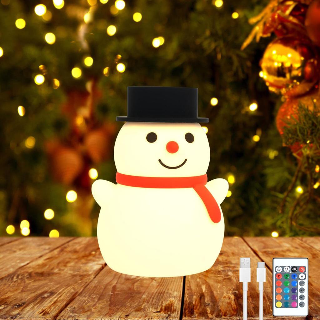 Cartoon Snowman Bedside Lamp with Touch Control for Nursery Use