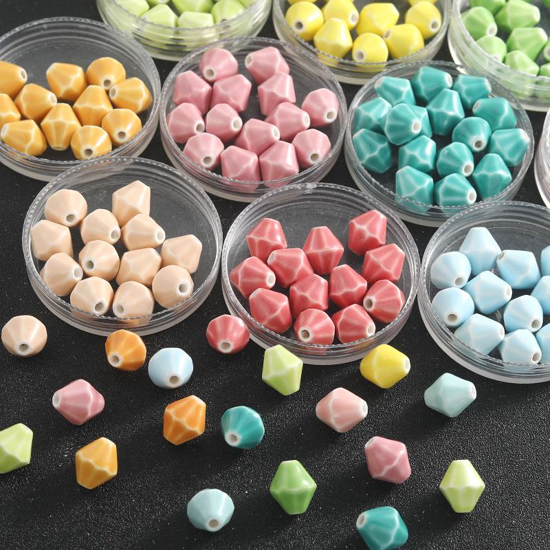 Macaron Rhombus Ceramic Beads for DIY Jewelry Making