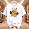 New Unisex Light Green Hamster Lifting Weights Graphic Harajuku Short Sleeve Casual Tshirt Clothing Street Aesthetic Clothes