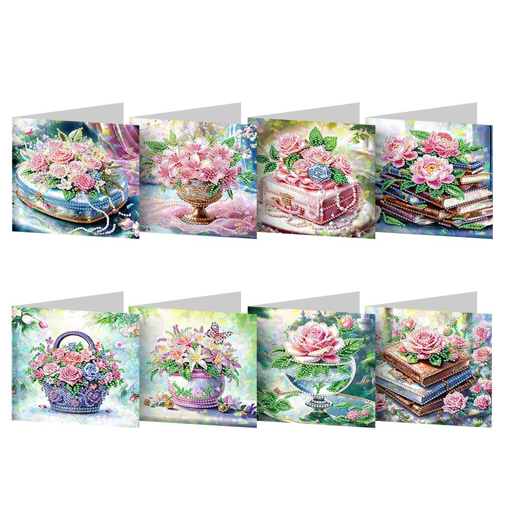 8/12pcs Diamond Painting Greeting Cards Handmade Diamond Painting Gift Card 5D Rhinestone Embroidery Arts Cards Kits for Adults