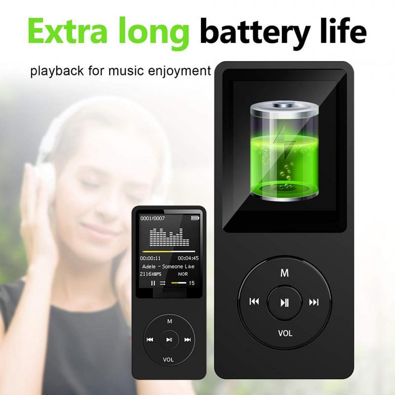 Portable MP3 Player HiFi Music Walkman Bluetooth USB Charging Record Digital Display Screen Support FM Radio E-Book Recording