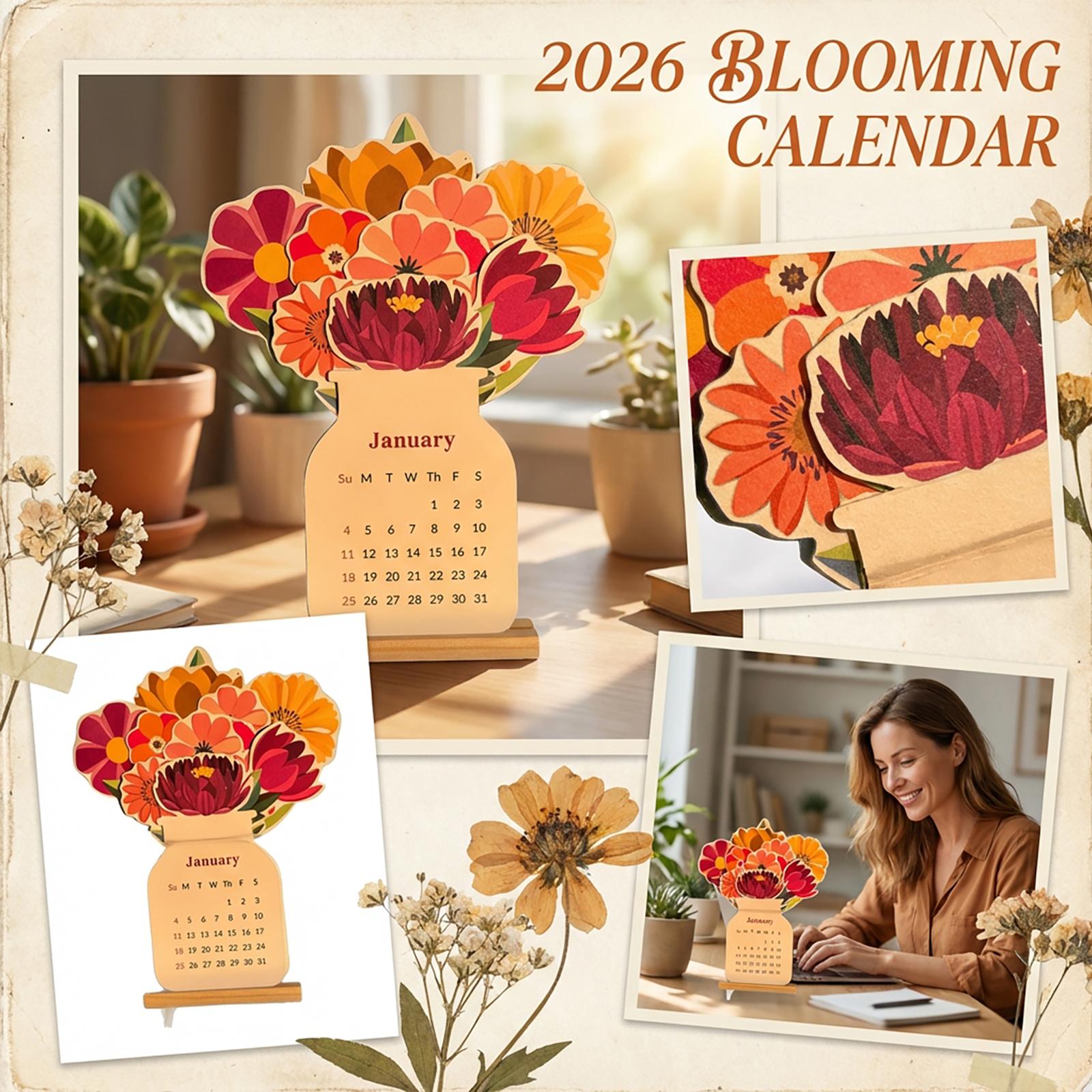 12-месячный 3D Цветочный Настольный Календарь, Подходит Как Домашний Декор И Подарок. One Size