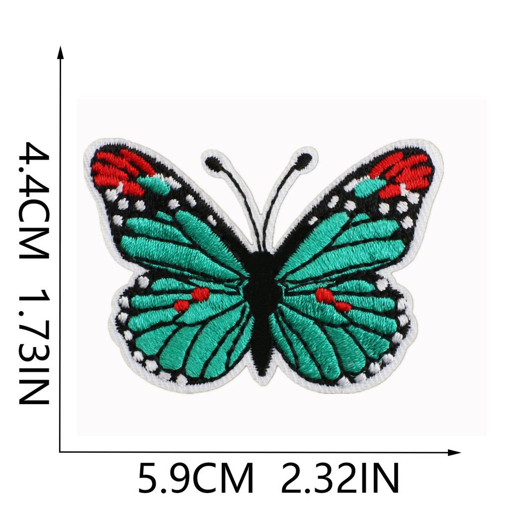 Butterfly World Embroidery Cloth Sticker Colored Flower Butterfly Computer Embroidery Label Clothes Decorative Patch Sticker Blue Butterfly