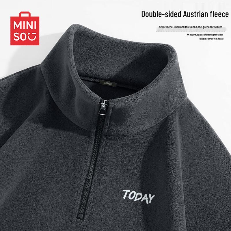 

MINISO Men s Heavyweight 420G Half-Zip Fleece Sweatshirt L