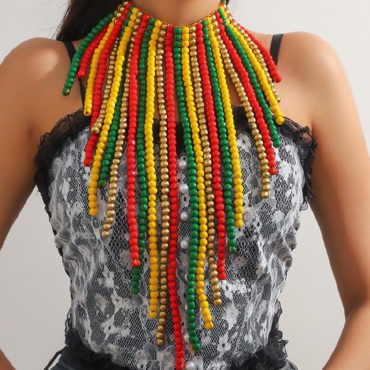 Bohemian Style Beaded Necklace Earrings Set Tassels Designs Jewelry African Beaded Jewelry Beads Earrings for Women