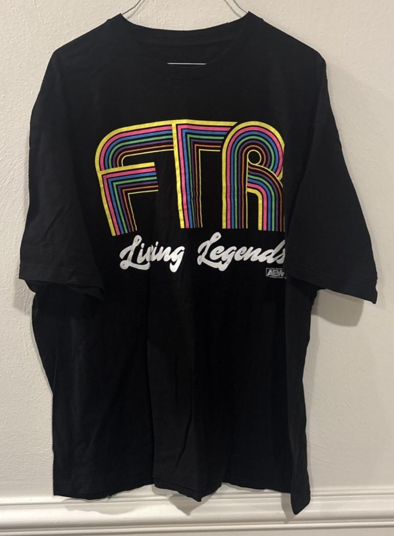FTR Living Legends AEW T Shirt Mens 2XL Black Wrestling Tee Unisex T-Shirt XXL