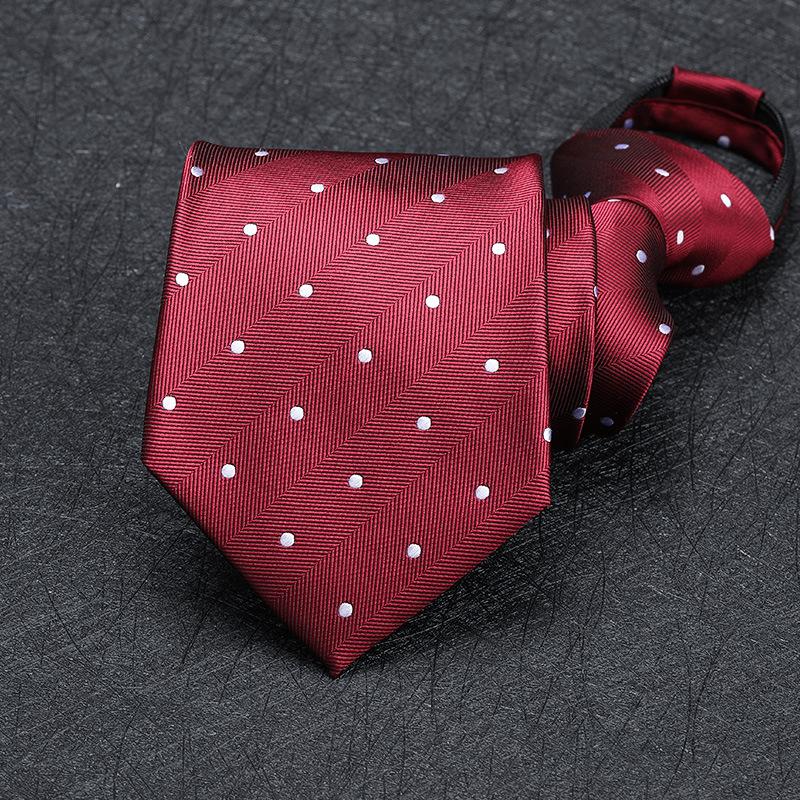 Men'S Zipper Free Dress Tie Business Red Black Professional Wedding Groom Korean Version Of A Pull Tie