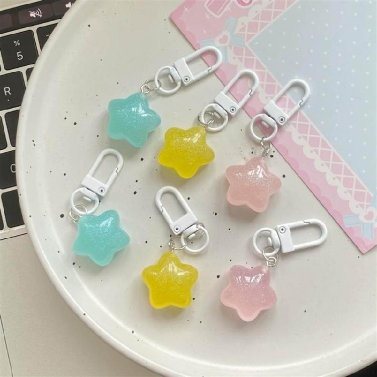 Star Keychain Fashionable Bag Accessory Portable Keyring Trendy Plastic Keychain