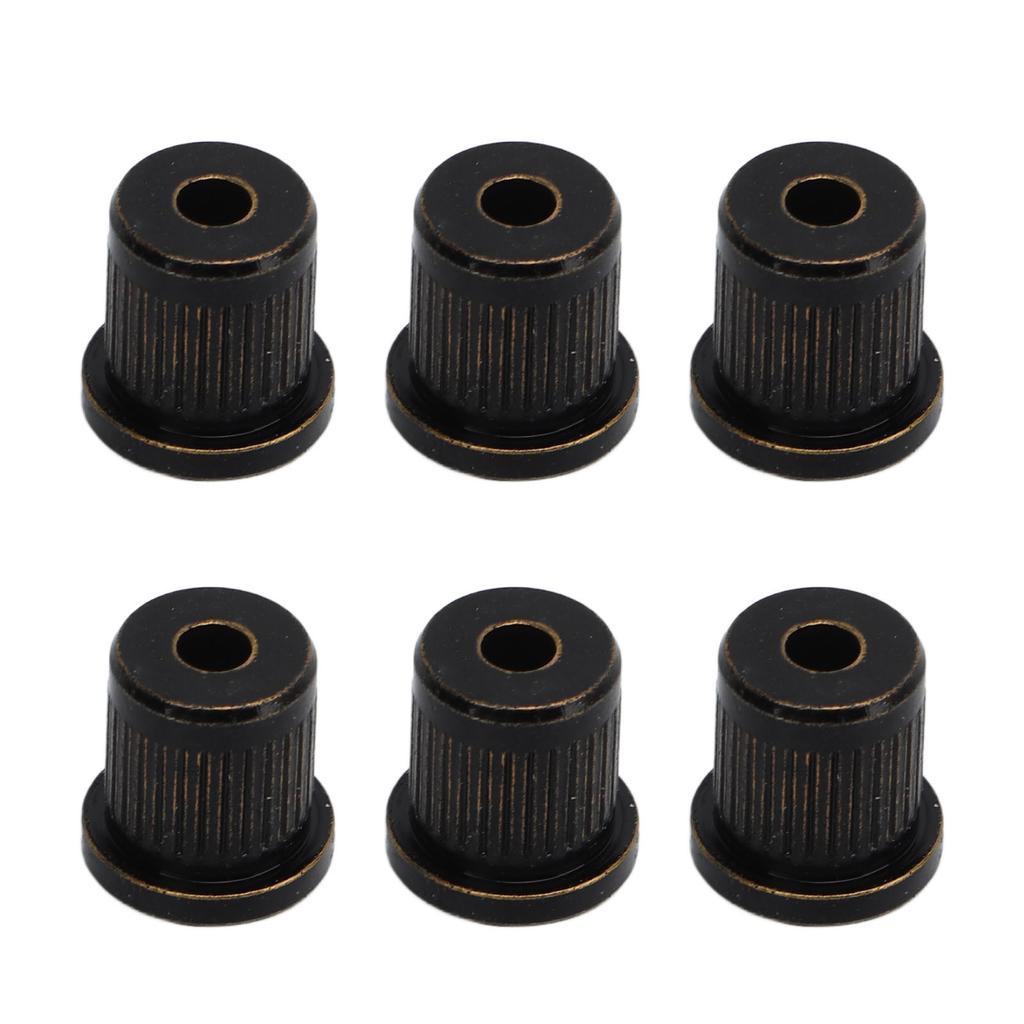 6Pcs Guitar String Ferrules Through Body Brass Recordative Edition for Electric Guitars Black
