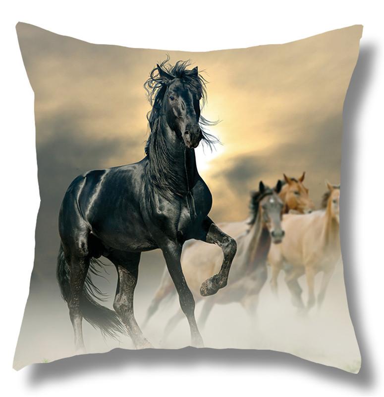 45x45cm Running Horse Print Pattern Cushion Cover Home Living Room Sofa Car Decoration Throw Pillow
