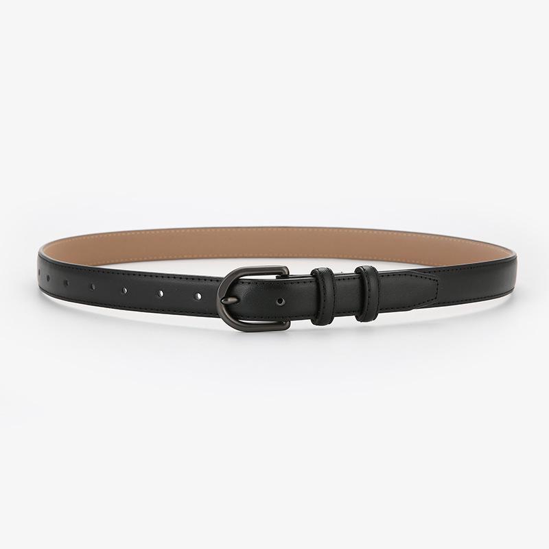 Women's Designer Versatile Black Leather Belt - Genuine High-Grade Cowhide, Unisex, Perfect for Jeans.