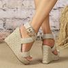 Bohemian espadrilles shoes peep toe wedges sandals platform women heel pumps hemp rope outsole comfort csaual shoes