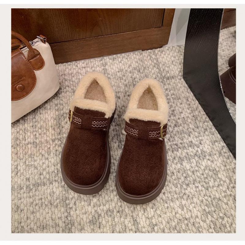 Low-top Snow Boots Birkenstocks Winter Thick-soled Warm Fluffy Piled Thickened Cotton Shoes