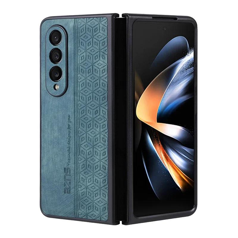 

Роскошный 3D рельефный кожаный чехол для Samsung Z Fold3 Fold4 Fold5 Fold6, на ощупь как кожа, с мягкими краями и прочным бампером, задняя крышка, Funda For Samsung Galaxy Z Fold6 зелёный