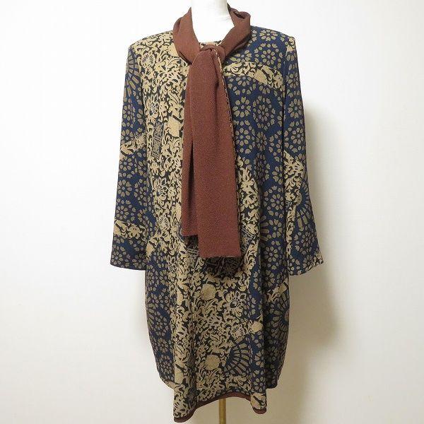 Used #anc Shisendo Hitoshitamura Coat Brown Crepe Reversible No Color Floral Pattern Japanese Pattern Stole Long Women's [968939]