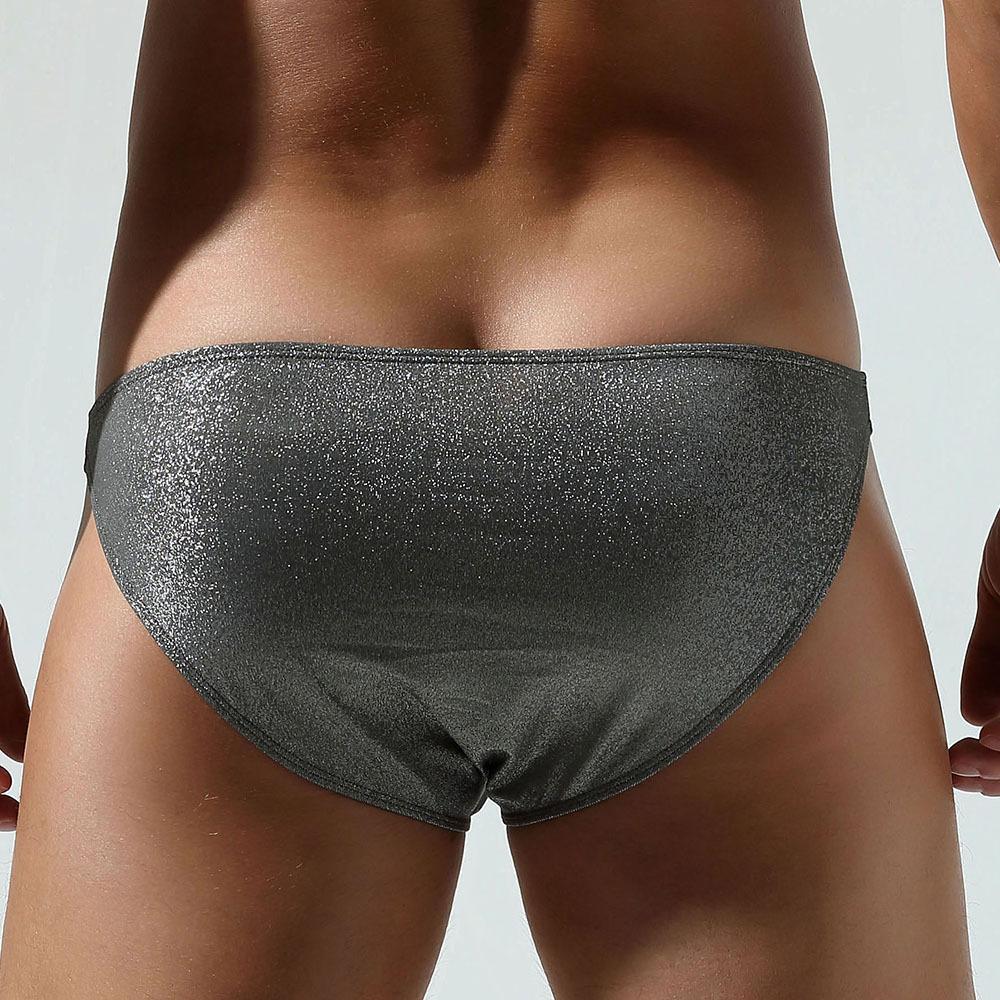 Pánské Sexy Nízké Kalhotky Třpytivé Jednobarevné Přiléhavé Spodní Prádlo Módní Prodyšné Trojúhelníkové Kalhotky