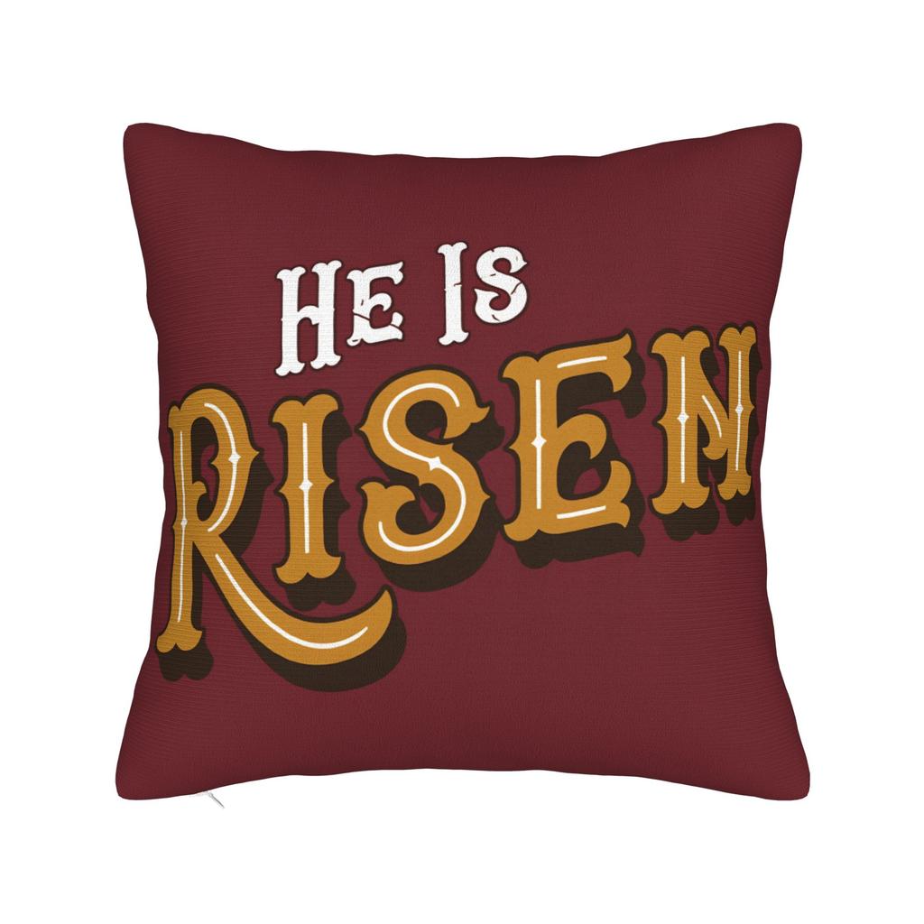 Pillow Cover He Is Risen Boho Easter Christian Jesus Vintage Pillow Case For Sofa Bedroom Home Decor Pillowcases