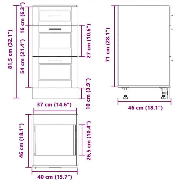 VidaXL Armoire de cuisine Porto noir bois d'ingénierie, meuble d'évier, meuble de cuisine avec tiroir, meuble de cuisine à 854221