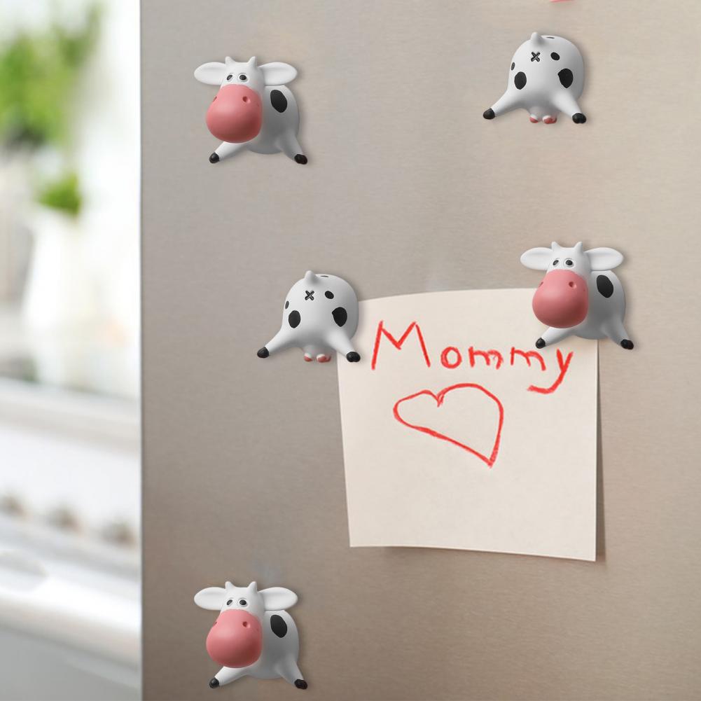 Dairy Cow Refrigerator Magnet Resin 3D Cattle Animal Microwave Oven Whiteboard Notes Photo Fridge Magnet Home Kitchen Decoration