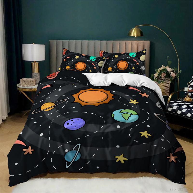 Comforter Starry Sky Galaxy Outer Space Bedding Set For Boys Girls Teen Cosmos Solar System Planet Comforter