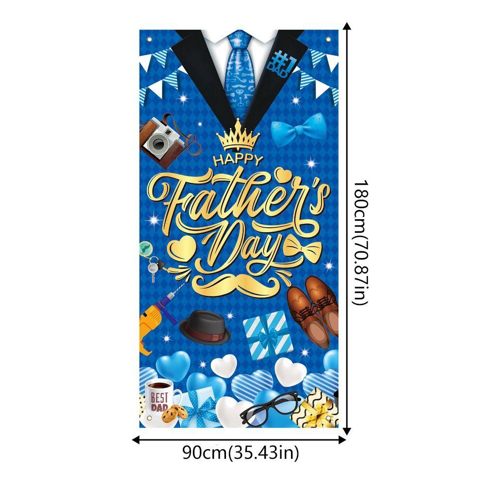 Celebrate Happy Father's Day Background Blue Gold Photo Flag Props Photography Props