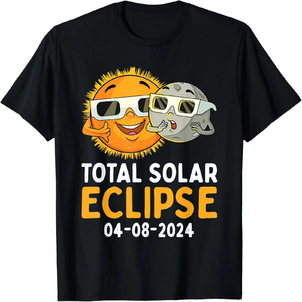 Total Solar Eclipse 2024 Glasses Funny Sun Moon Kids Boys T-Shirt