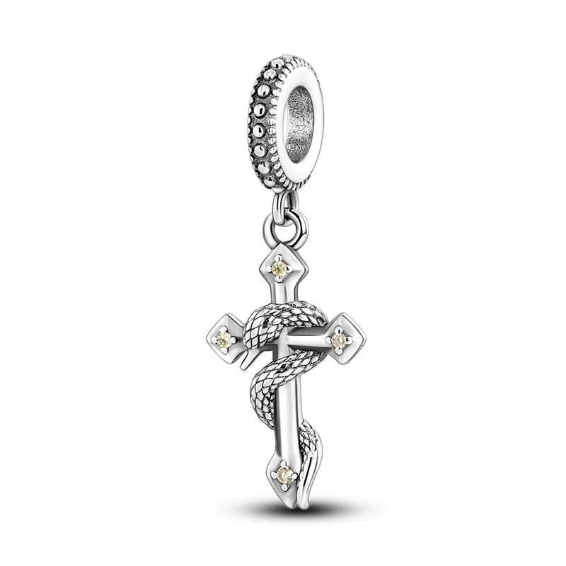 Copper Virgin Of Guadalupe Motif Dangle Cross Pendant Beads Charm For Women Fit Original Charms Bracelet Diy Jewelry