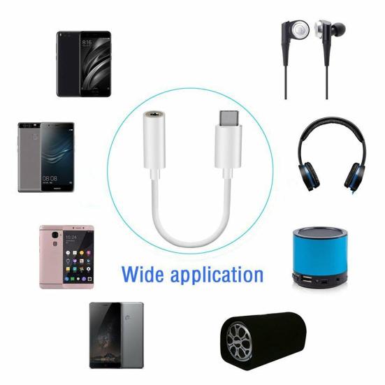 2Pcs Type C To 3.5mm Female USB-C Male Headphone Jack Aux Audio Adapter