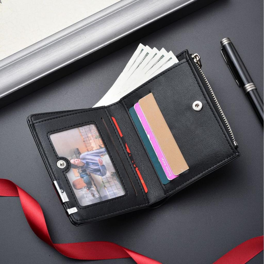 Schoolbag1011 New Men's Short Wallet Men's Retro Zipper Large Capacity Card Bag Multifunctional Simple Fashion Wallet
