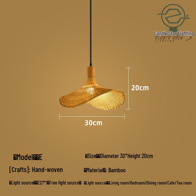 Zen Style Bamboo Rattan Pendant Light for Tea Rooms and Restaurants