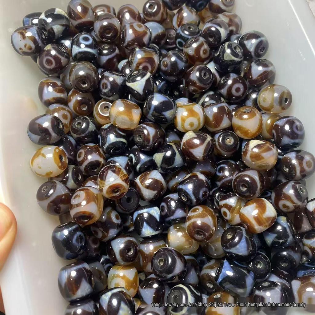 Tiger Tooth Three-Eye Daluo Agate Beads 14x15MM DIY Jewelry