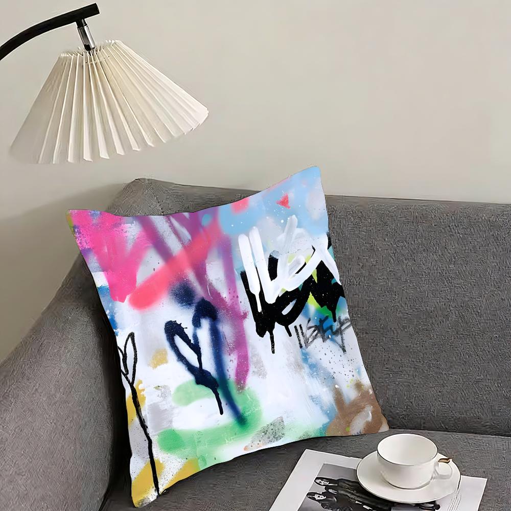 

Colorful Graffiti Fashion Cushion Cover Pillowcase Ultra Soft Skin Friendly Fabric Cloud Like Comfort Concealed Zipper 30x30cm