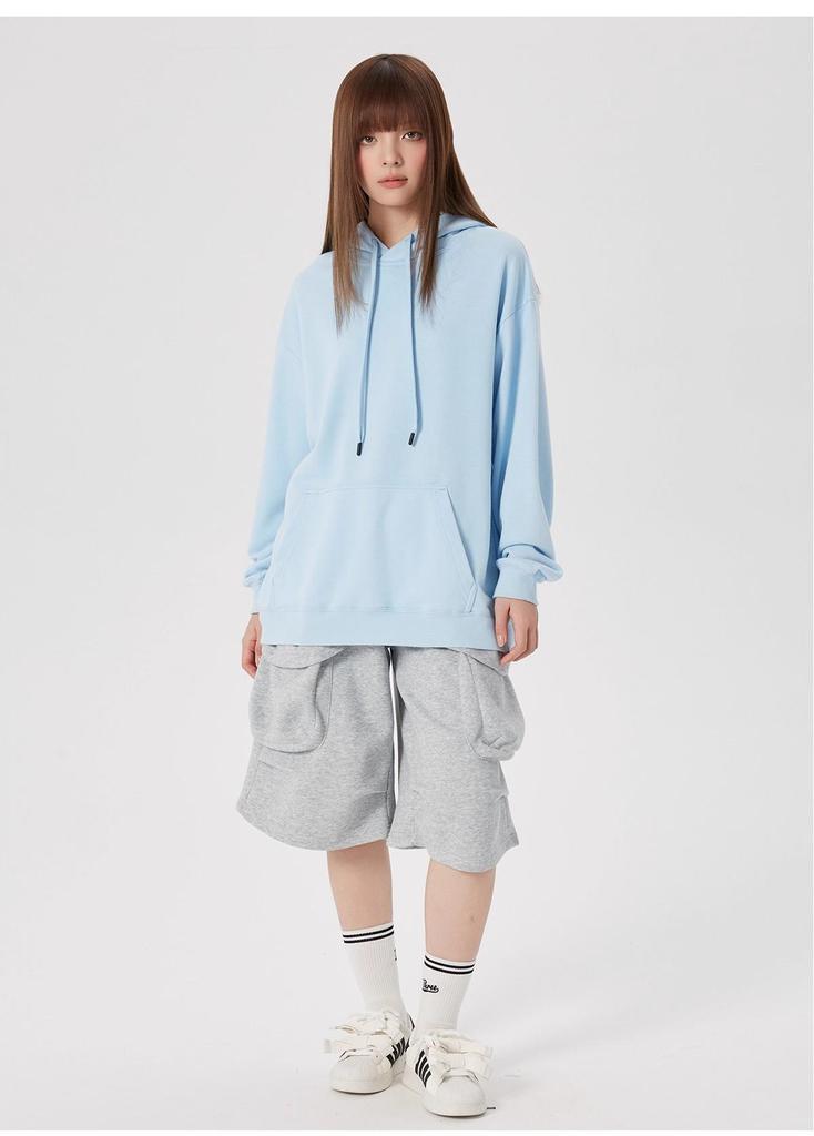 Unisex Drop Shoulder Solid Color Hoodie Pullover - Spring & Autumn Long Sleeve Sweatshirt