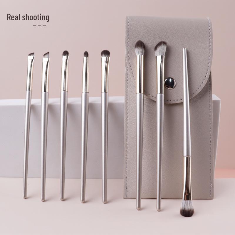 Fangyuanyuan 8-Piece Wooden Handle Eyeshadow & Nose Shadow Brush Set with PU Bag - Soft Bristle Makeup Brushes