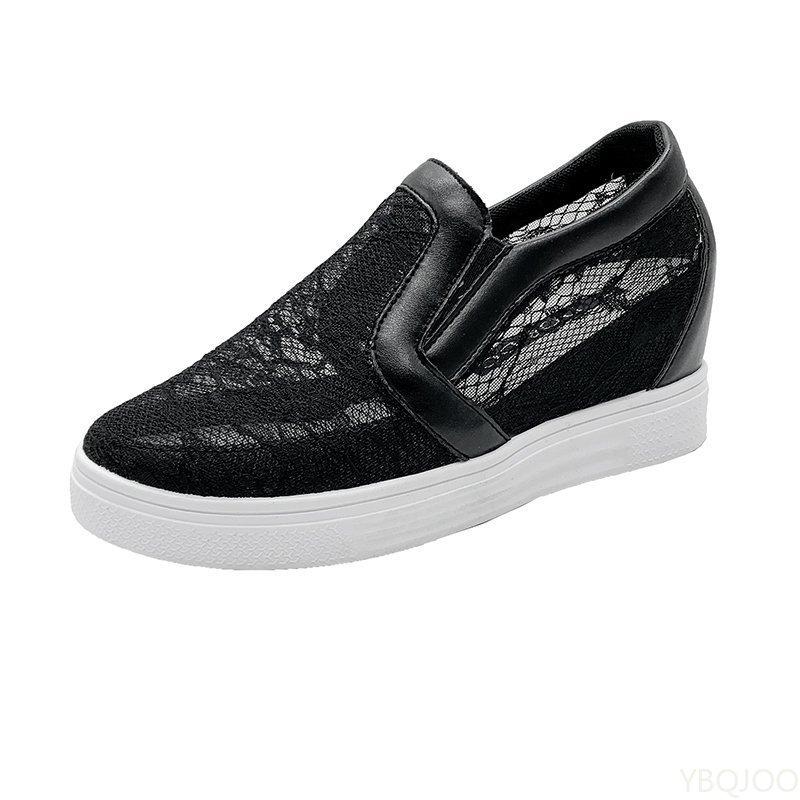 

Fashion 2025 Summer Mesh Shoes Women s casual thick soled lazy shoe Breathable white Sneakers lightweight ladies vulcanized shoes Mujer 35 чёрный