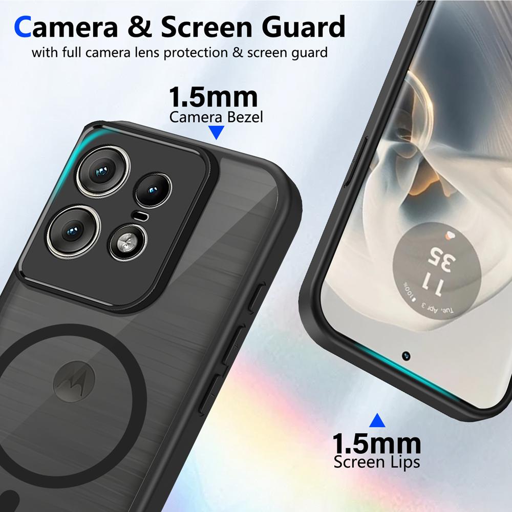 KEYSION Magnetyczne Etui na Telefon do Motorola Edge 50 Pro 5G Matowe Półprzezroczyste Przezroczyste Odporne na Wstrząsy Pokrowiec do Edge 50 Ultra 50 Fusion 5G