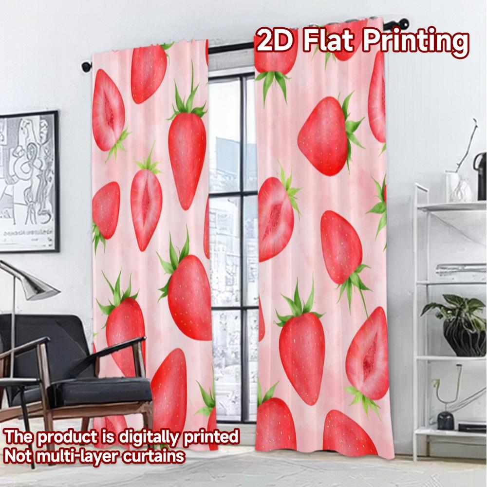 2D FLAT PRINTING 2pcs Curtains (Without Rod) Strawberry Delight Patterns Popular Curtains Polyester Easy Install Curtains Easter