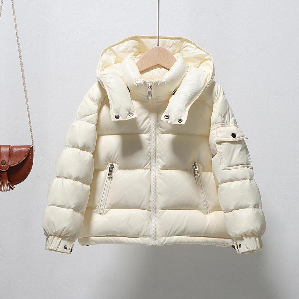 2025 Winter Koreanischer Stil Kapuzen-Daunenjacke für Kinder - Dick, Warm, Unifarben