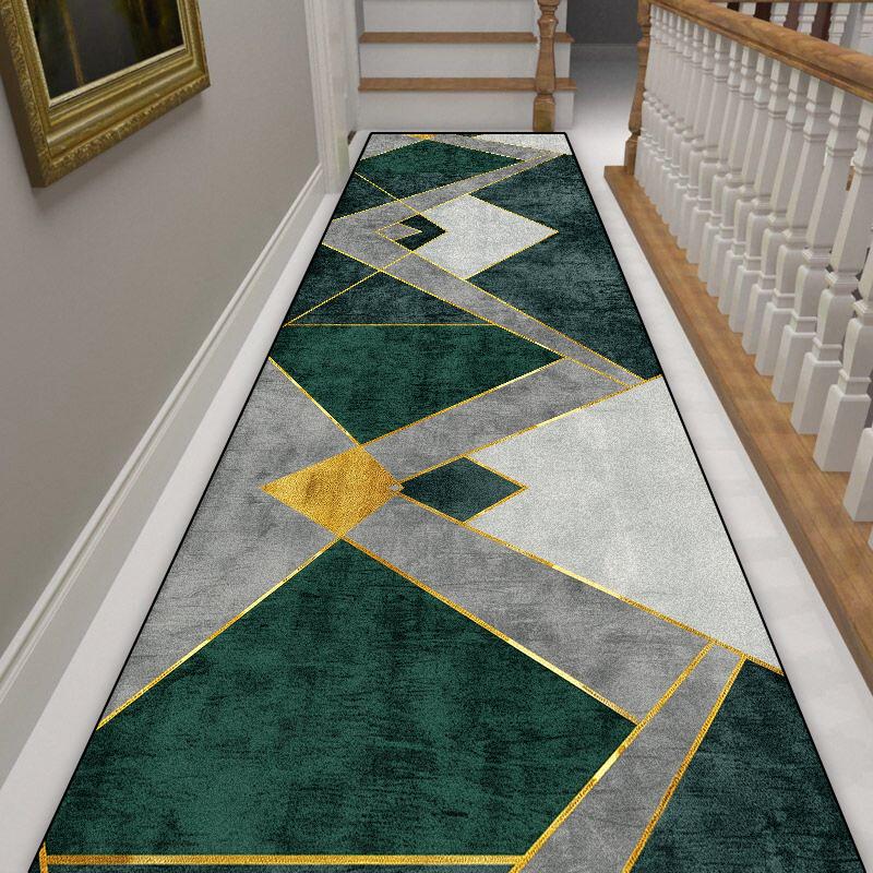 European Geometric Long Corridor Carpet Hotel Hall Runners Non-slip Customizable Rug Villa Stairs Hallway Doorway Passageway Mat