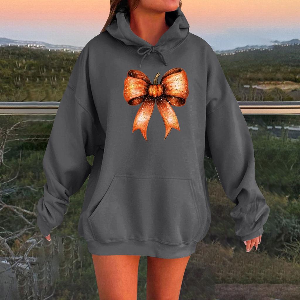 Women's Long-sleeved  Oversized Dropped Shoulder Sleeves Women's Hooded Halloween Print Plush Sweatshirt