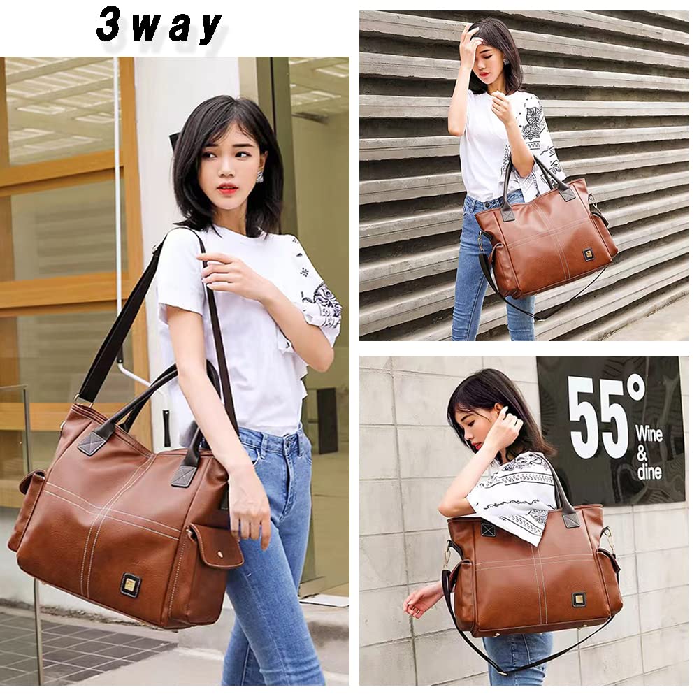 LEOLEO Tote Shoulder PU Large Shoulder Crossbody Stylish Travel Bag, Bag, Material, Capacity, Multifunctional, Bag, Bag, Handbag, A4, Student, Men's,