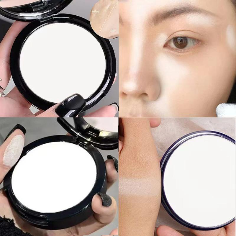 Transparent White Oil Control Pressed Powder Silky Soft Focus Concealer Brighten Modify Dull Skin Face Foundation Makeup