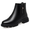 Mom Cotton Shoes Thick Heel Women's Cotton Leather Shoes Soft Sole Middle Heel Short Boots Non-slip    and Elderly Women's Shoes Cotton Boots