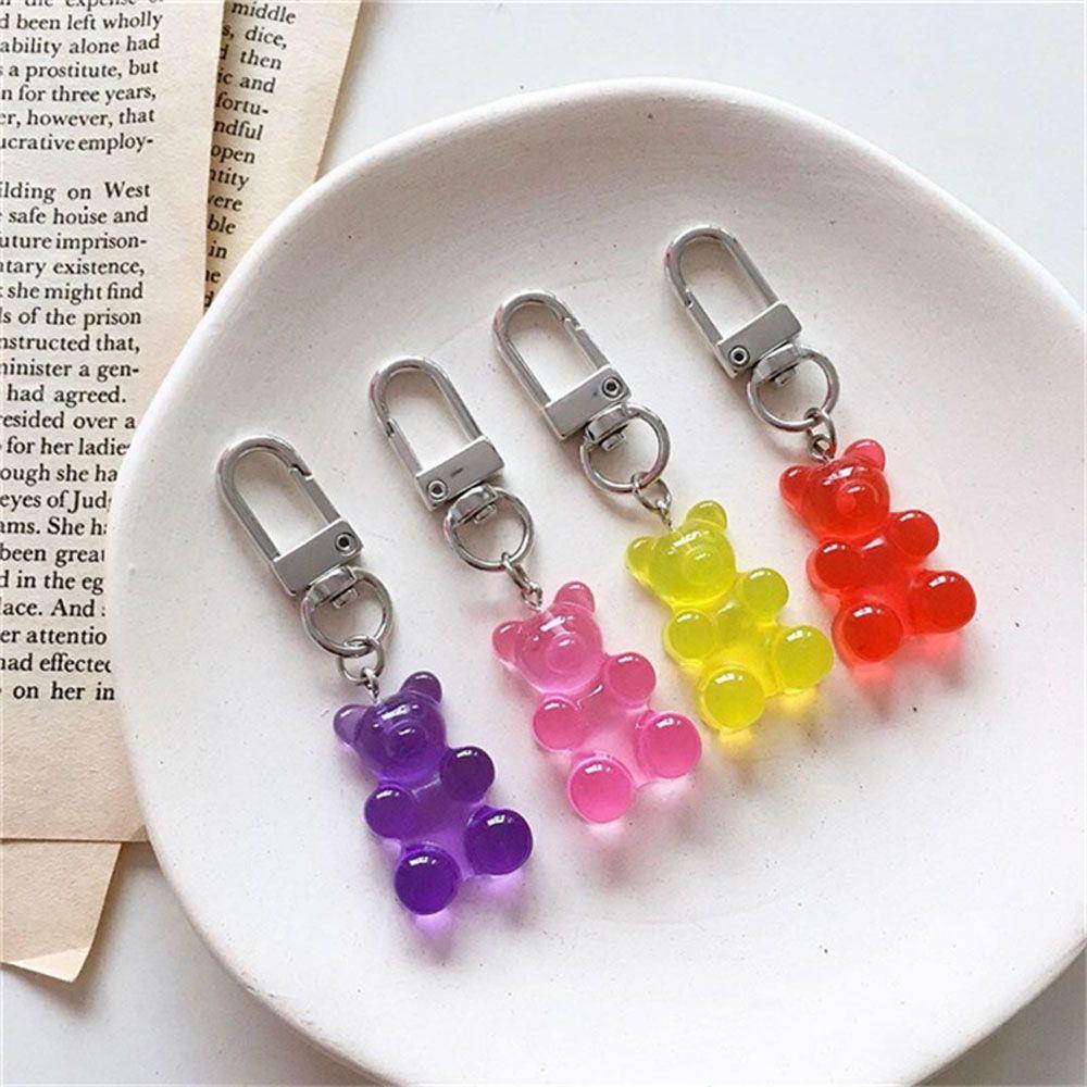 Cute Couple Candy Color Charm Animal Earphone Cover Key Chain Jewelry Key Ring Fashion Accessories