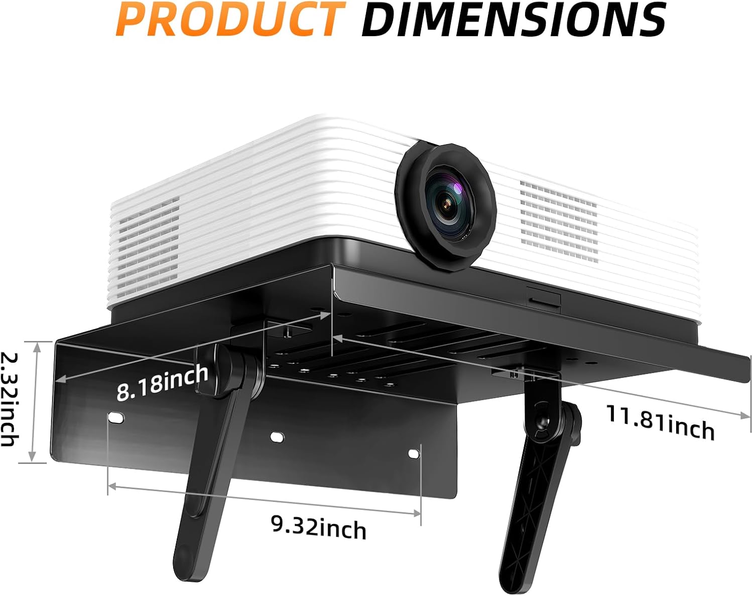 

No Drilling Metal Projector Mount,Adjustable Angle Projector Mount Shelf for Bedside Foldable for Storage Projector Wall Mount