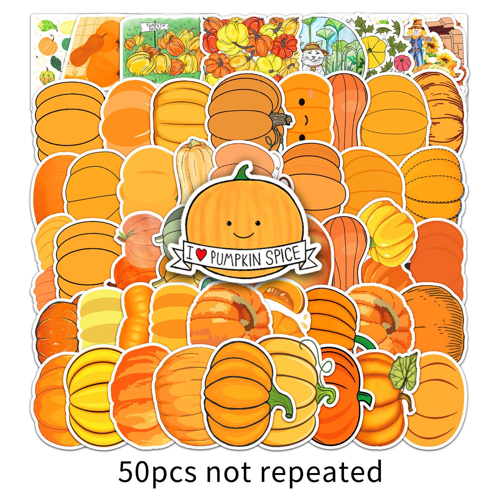 

50PCS Cute Pumpkin Cartoon Stickers: Waterproof for Phone, Water Bottle, Diary