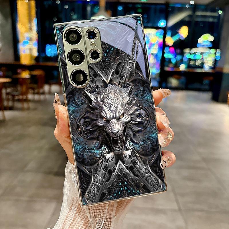 Dark Fantasy Wolf Silver Phone Case For Samsung A30s A31 A32 A34 A36 A37 A50 A51 A52 A53 A54 A55 A56 A57 A71 A72 A73 Glass Cover