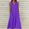 Women's Sleeveless V-Neck Button Front A-Line Dress with Side Pockets in Multiple Colors