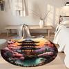 Chinese-style Architecture Round Carpet Perfect for Dormitory Foyer Balcony Living Rooms Anti-slip Round Rug Decorate Offices Best for Christmas