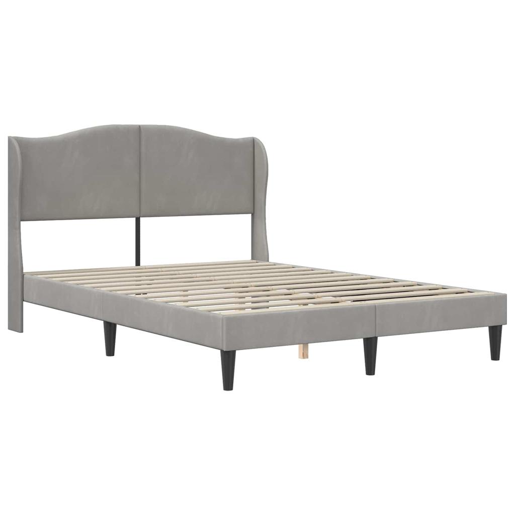 Bed Frame with Headboard Light Grey 120 x 190 cm Velvet
